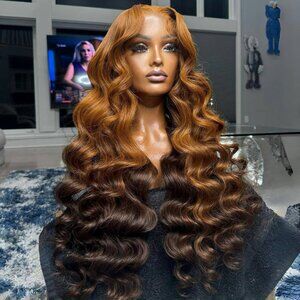 Stunning Ginger Brown Ombre 6x6 Body Wave Wig - 100% Human Hair